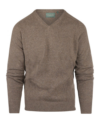 Pullover klassiek Lamswol v-hals | Bruin