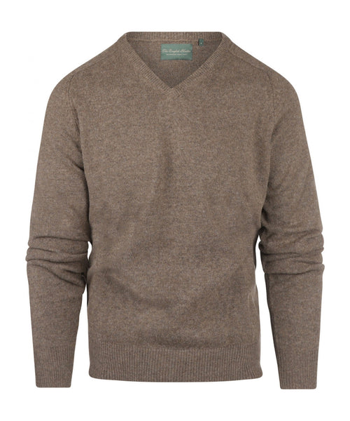 Classic Lambswool v-neck sweater | Brown