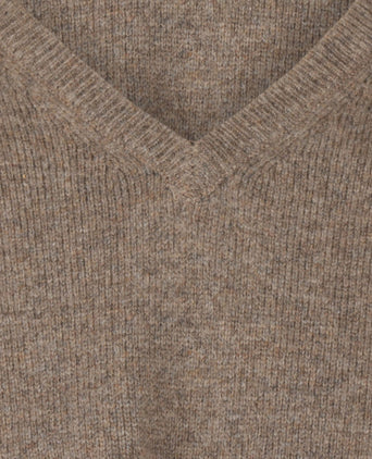 Pullover klassiek Lamswol v-hals | Bruin