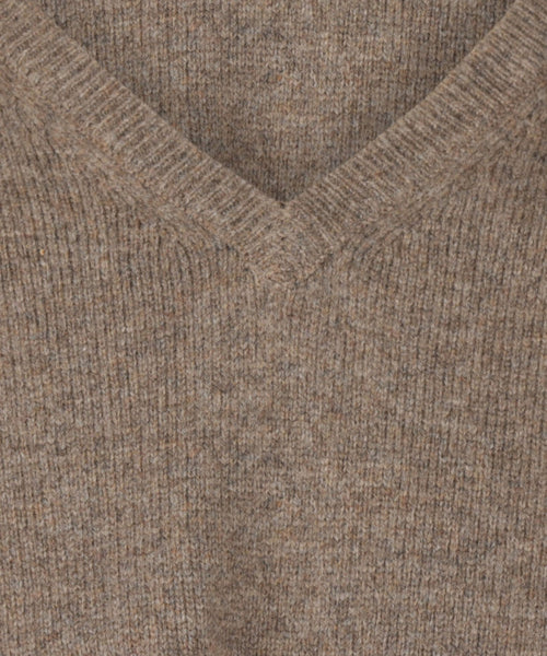 Classic Lambswool v-neck sweater | Brown