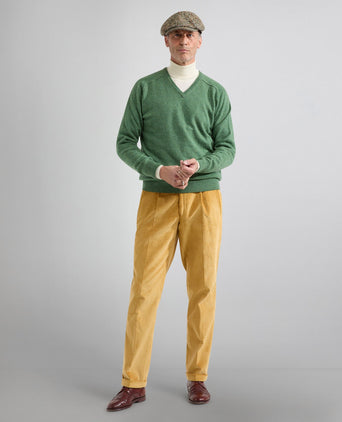 Pullover klassiek Lamswol v-hals | Groen