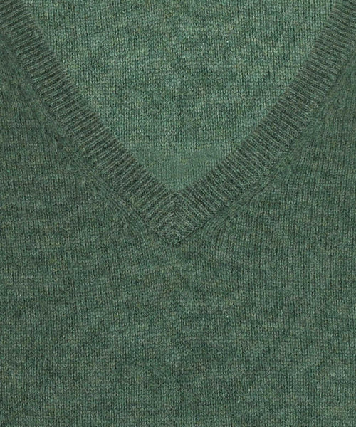 Classic Lambswool v-neck sweater | Green
