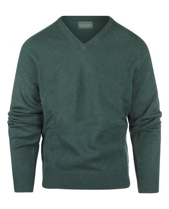 Pullover klassiek Lamswol v-hals | Groen