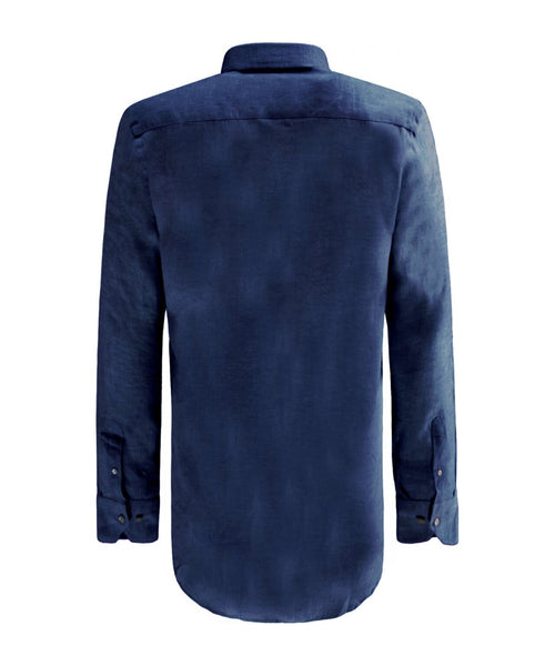 Shirt linen long sleeves | Navy Blue