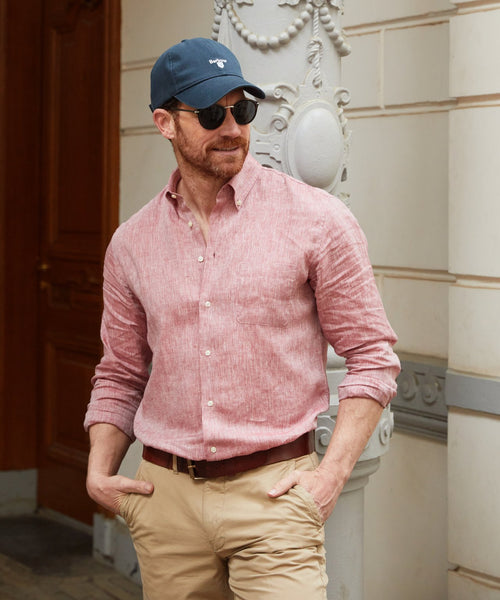 Shirt linen long sleeves | Bordeaux Red