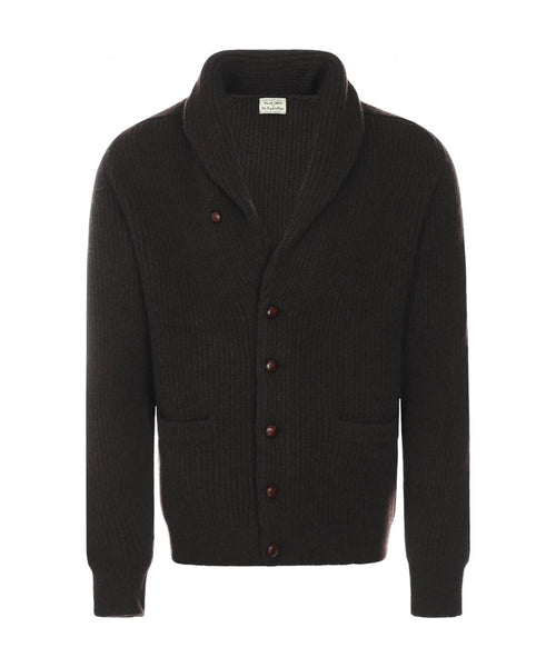 William Lockie Button Cardigan Shawl Collar | Cocoa