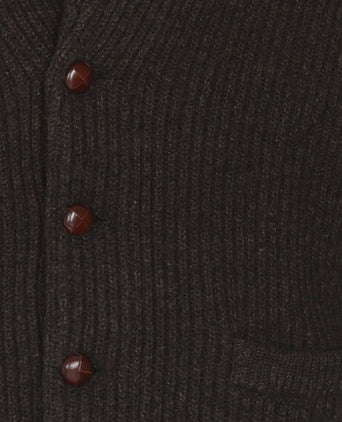 William Lockie Button Cardigan Shawl Collar | Cocoa