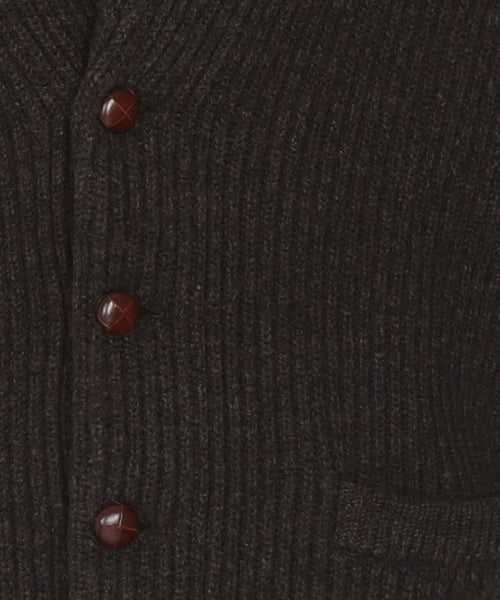 William Lockie Button Cardigan Shawl Collar | Cocoa