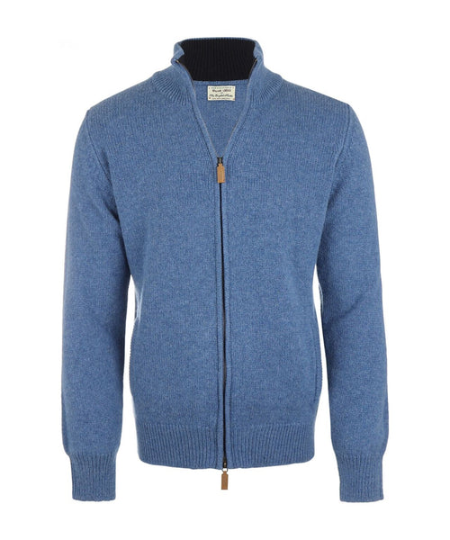 William Lockie Zip Vest Lambswool | Blue