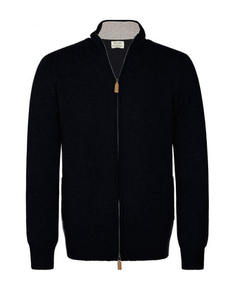 William Lockie Zip Vest Lambswool | Navy Blue