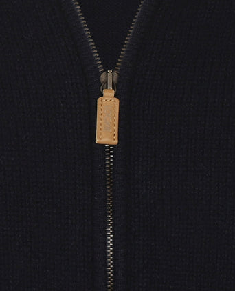 William Lockie Zip Vest Lambswool | Navy Blue