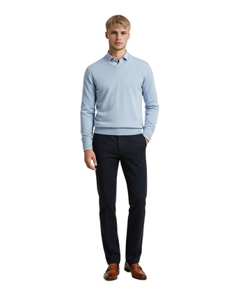 Cotton v-neck sweater | Blue