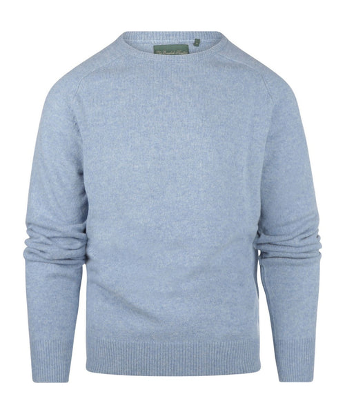 Lambswool round neck sweater | Blue