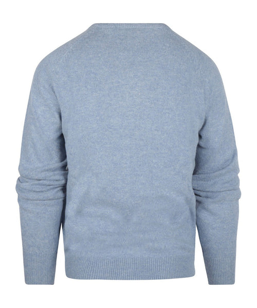 Lambswool round neck sweater | Blue