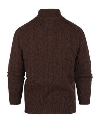 William Lockie Cable Cardigan with Zip | Brown
