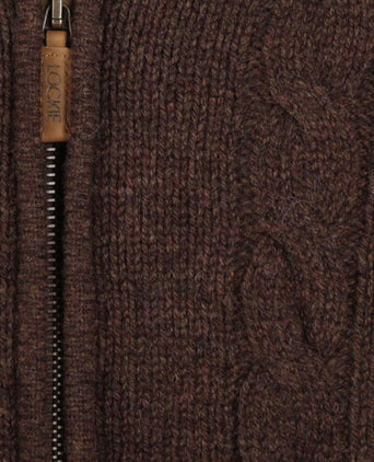 William Lockie Cable Cardigan with Zip | Brown