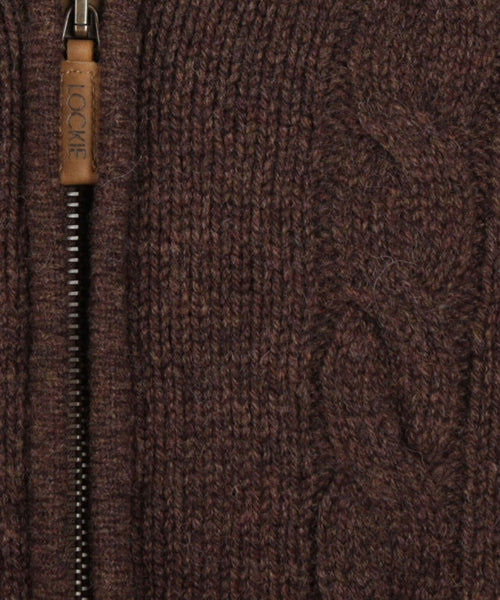 William Lockie Cable Cardigan with Zip | Brown