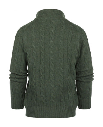 William Lockie Cable Cardigan with Zipper | Rosemary