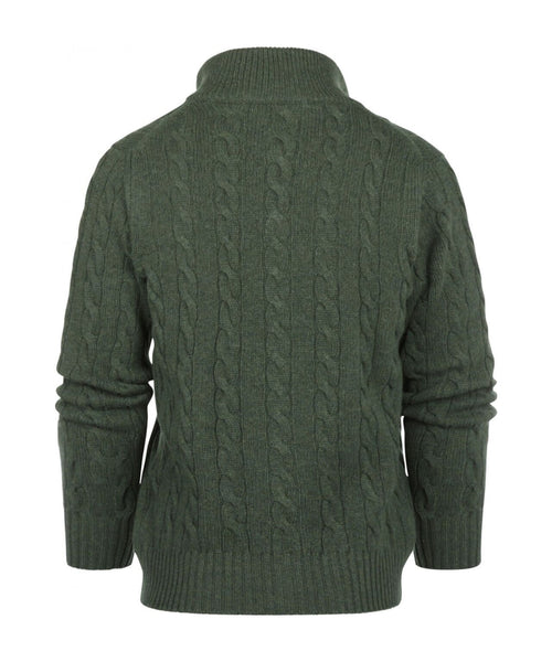 William Lockie Cable Cardigan with Zipper | Rosemary