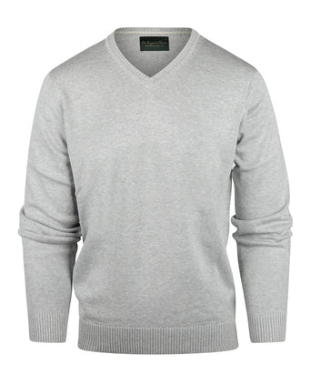 Cotton v-neck sweater | Light Grey