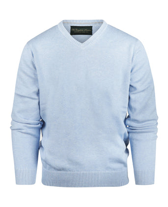 Cotton v-neck sweater | Blue