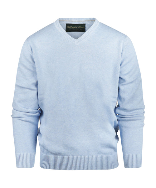 Cotton v-neck sweater | Blue