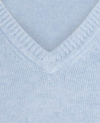 Pullover katoen v-hals | Blauw