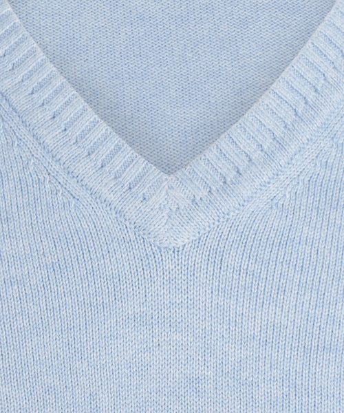 Cotton v-neck sweater | Blue