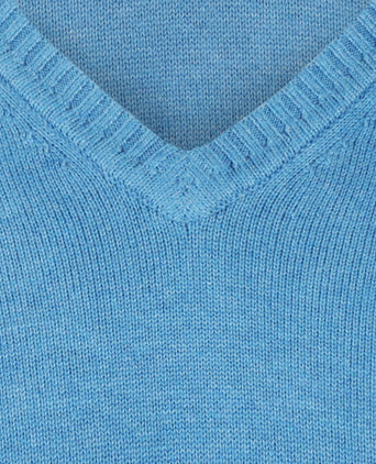 Cotton v-neck sweater | Blue