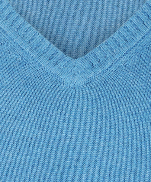 Cotton v-neck sweater | Blue
