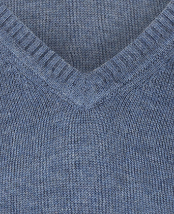 Cotton v-neck sweater | Blue