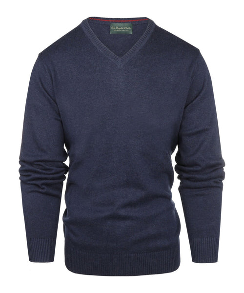 Cotton v-neck sweater | Navy Blue