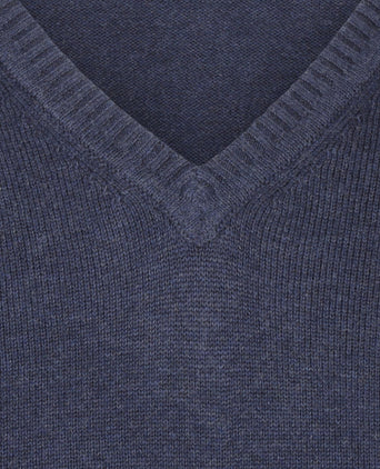 Cotton v-neck sweater | Navy Blue