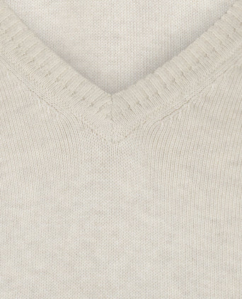 Cotton v-neck sweater | Brown