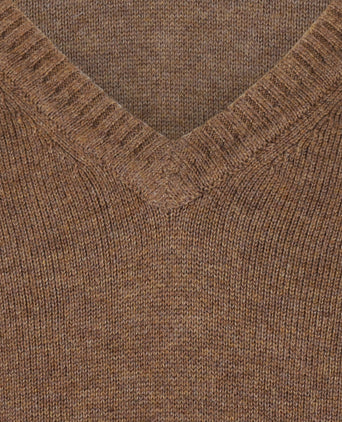 Cotton v-neck sweater | Brown