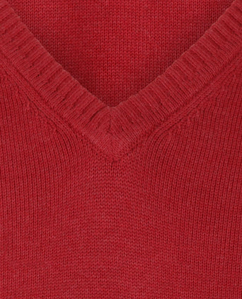 Cotton v-neck sweater | Red