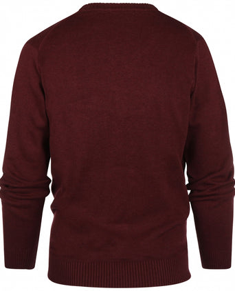 Pullover katoen v-hals | Bordeaux Rood
