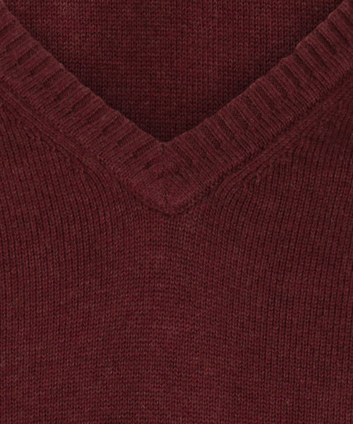Cotton v-neck sweater | Bordeaux Red