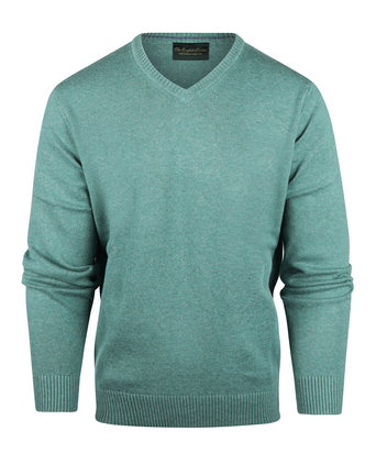 Cotton v-neck sweater | Green