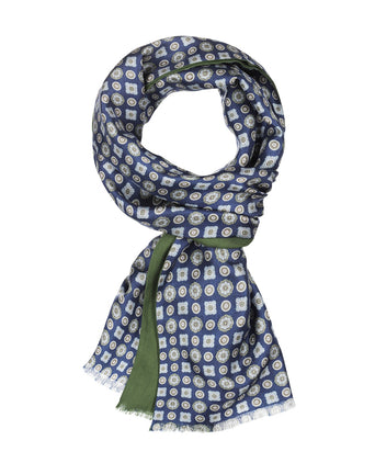 Silk scarf with wool lining | Blue