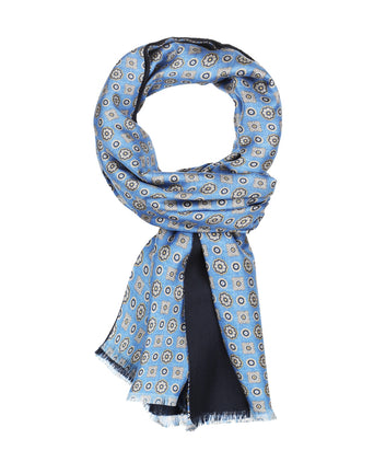 Silk scarf with wool lining | Blue