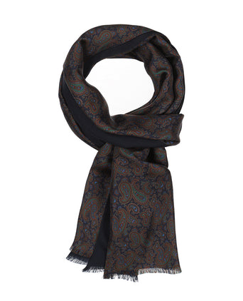 Silk scarf with wool lining | Blue