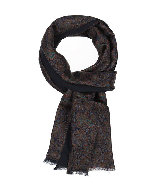 Silk scarf with wool lining | Blue