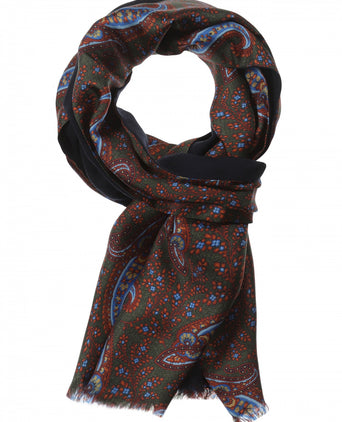 Silk scarf with wool lining | Brown