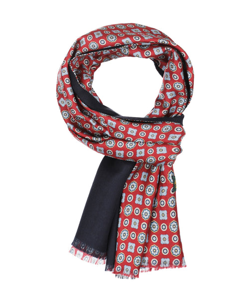 Silk scarf with wool lining | Red