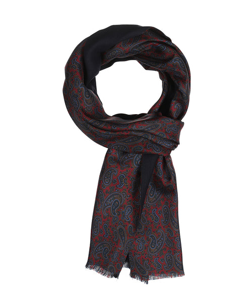 Silk scarf with wool lining | Red