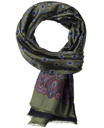Silk scarf with wool lining | Green