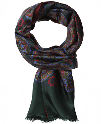 Silk scarf with wool lining | Green