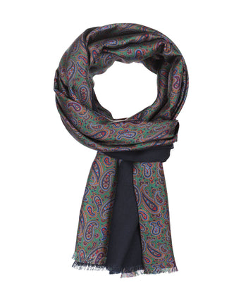 Silk scarf with wool lining | Green