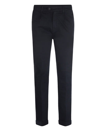 Pantalon Boston Bandplooi en Omslag | Navy Blauw